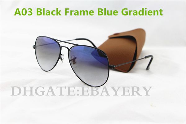 

5pcs men's women's pilot gradient uv400 sunglasses designer sun glasses gold brown blue grey 62mm glass lenses brown case box, White;black