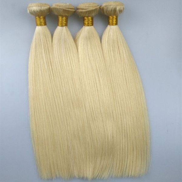

elibess hair - 613 blonde virgin human hair bundles 50g/piece 4bundles straight wave human hair weaves, Black