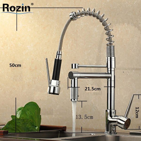 

wholesale- single handle pull down spring spray kitchen sink faucet two spout swivel chrome kitchen vessel sink bar mixer taps