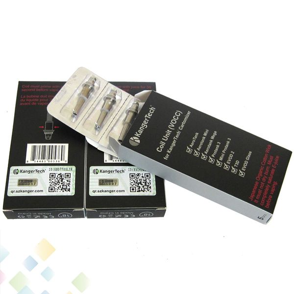 

100% Original Kanger VOCC Coil Organic Cotton Coil for EVOD Mega T3D Protank 3 Aerotank Mini/Mega Kanger Dual Coils DHL Free