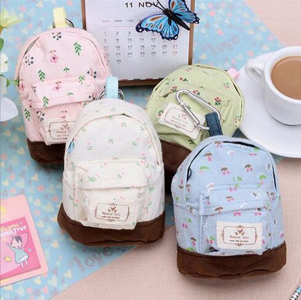 Atacado Novas Mulheres Lona Mini Floral Mochila Carteira Feminina Meninas Bonito Moeda Chave Jóias Carteira Frete Grátis