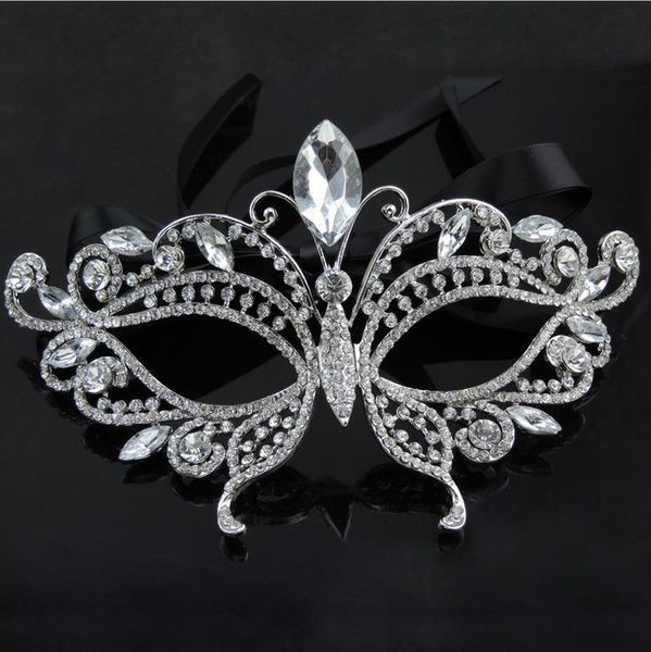 2017 Maschera per gli occhi di cristallo con strass in maschera da sposa veneziana tono argento Maschera per feste in maschera di Halloween