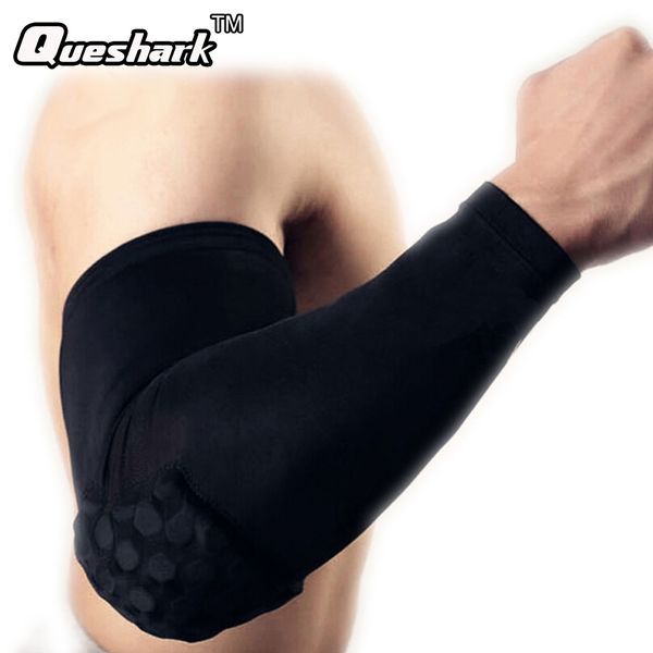 

wholesale- 1pcs elastic sport basketball arm sleeve shooting crashproof honeycomb arm warmers elbow support pads elbow protector guard