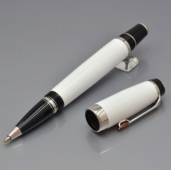 

Luxury MB white barrel roller ball pen with shiny stone stationery office supplies metal write smoothly ball pens for lady gift student gift