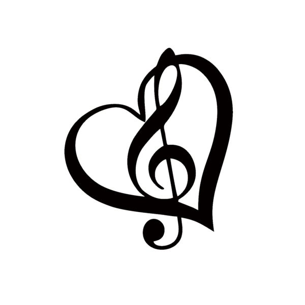 

cool graphics treble clef heart vinyl decal sticker car window wall bumper music symbol guitar jdm