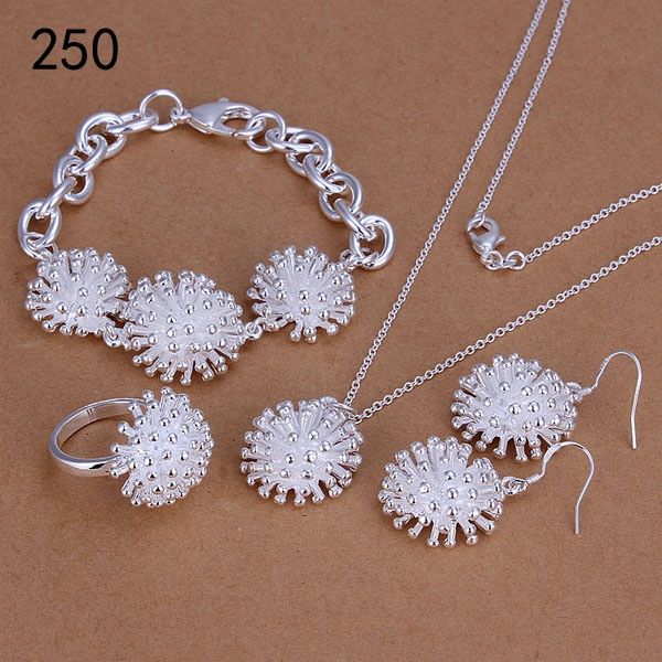 

mix style same price women's sterling silver plated jewelry sets,fashion 925 silver necklace bracelet earring ring set gts39a, Black
