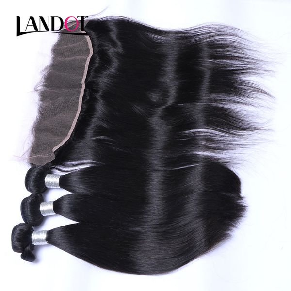 

brazilian straight virgin hair weaves 3 bundles with 13x4 ear to ear lace frontal closure peruvian indian malaysian remy human hair closures, Black