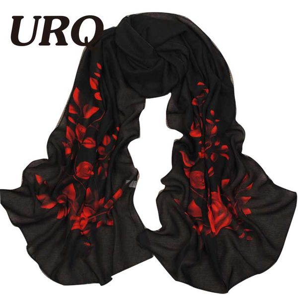 

wholesale-long chiffon silk scarves pc 50*160cm stylish design beautiful rose wood print women scarves p5a16252, Blue;gray
