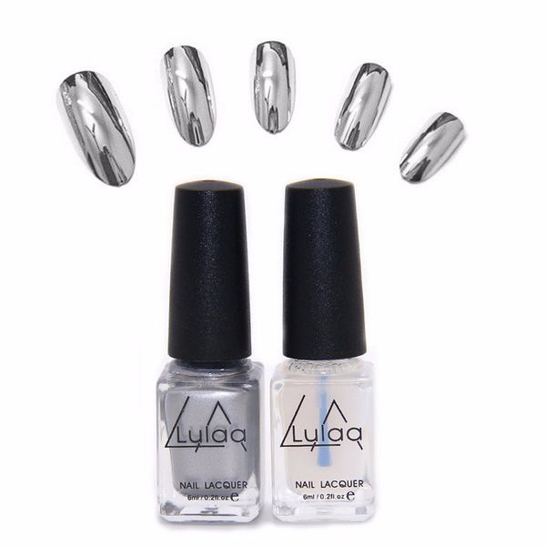 

2 шт. / Компл. Лак Основа Пальто Металлический Nails Art DIY Маникюр Дизайн Позади Серебра Зеркальный Эффект Металлический УФ лак для ногтей