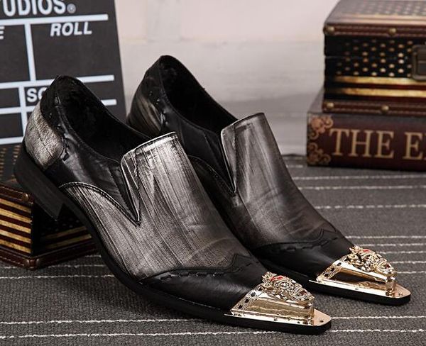 

wholesale-designer 2017 arrival men formal shoes gold steel toe mocasines hombre mens gray dress shoes ing, Black