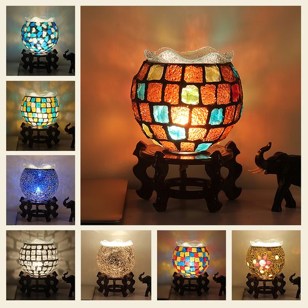 

bohemia bedroom bedside table lamp bar restaurant color glass decoration retro lamp