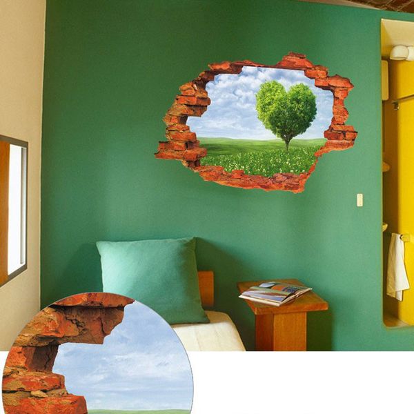 

new 3d landscape wall decal removable heart wall stickers wallpaper mural art home decor