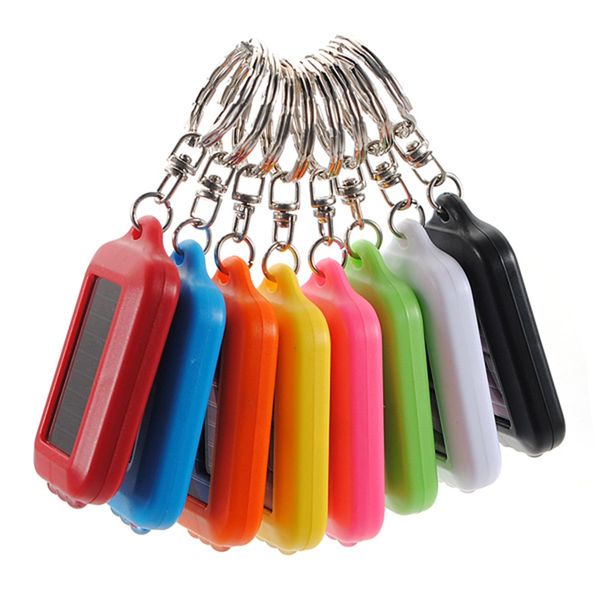 

3 led lighting 8 colors solar power rechargeable flashlight key chain light torch ring holder