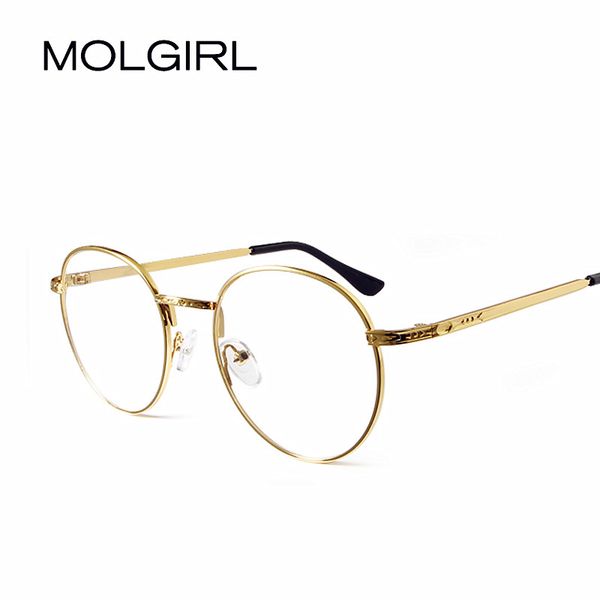 

wholesale- molgirl fashion men women optical eyeglasses retro round glasses clear glass brand transparent glasses women's men's fr, Silver