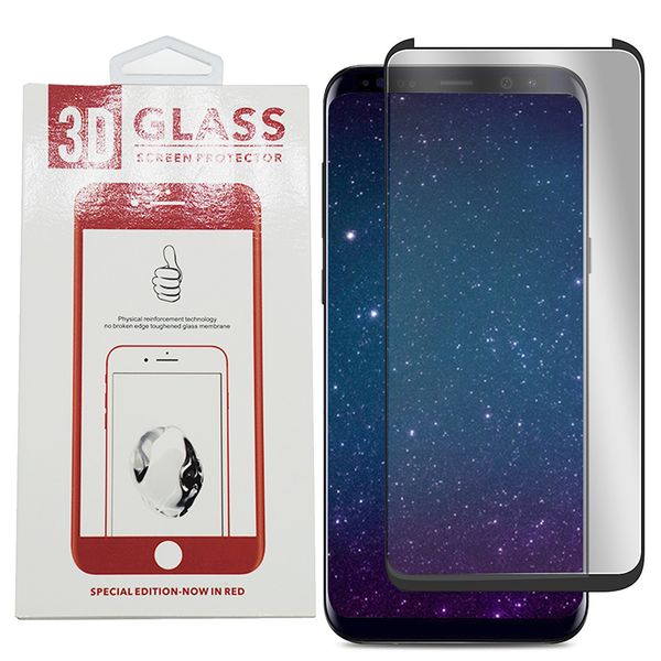 3D gebogene Kante aus gehärtetem Glas, bester Kleber, kein Pop-Up, hüllenfreundlich für Samsung Note 8 S8 S8 Plus S7 Edge Displayschutzfolie