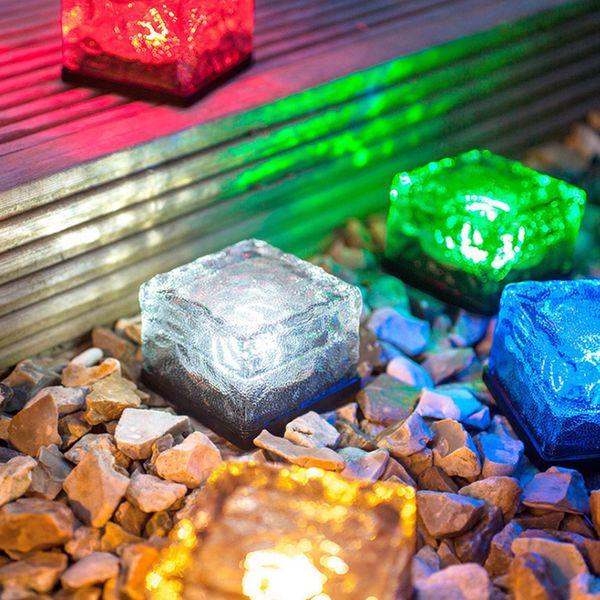 Solar Brick Ice Cube Path Lights Kristall Gartenlampe LED Untergrundlampe Solar Bodenlicht Urlaub Dekor Licht Solar Eisblock Lampe