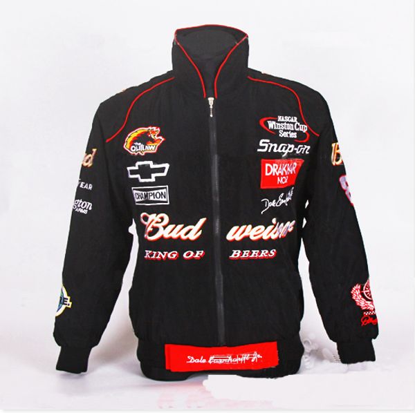 

wholesale- for budweiser jacket black red moto gp motorcycle motorbike biker auto driver winter cotton jackets coat