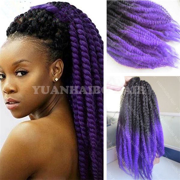 Stocking 20inch Fold Two Tone Marley Braid Hair Ombre Black Purple