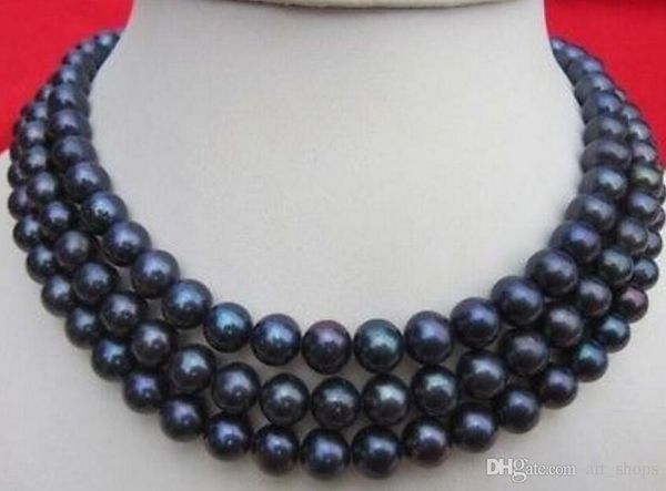 

schÃ¶ne 9-10mm schwarz tahitiperle perlenkette 50", Silver