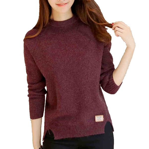 

wholesale- fashion new autumn loose knitting pullover sweater women winter long sleeve bottoming sweater women solid color sweater f1956, White;black