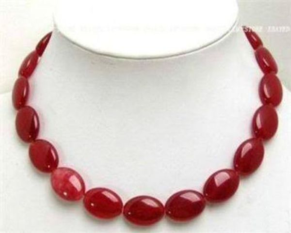 

pretty13x18mm red ruby flat oval gemstone necklace 18", Silver