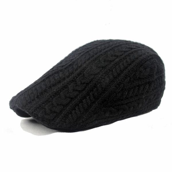 

wholesale-2016 winter knitted warm hats for men and women fashion strpied solid beret cap gorras planas flat caps, Blue;gray