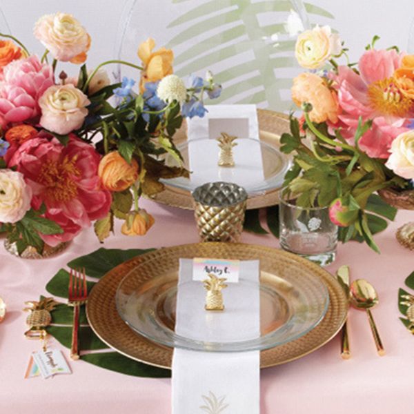 Gold Pineapple Place Card Holder Tropical Wedding Favors Place