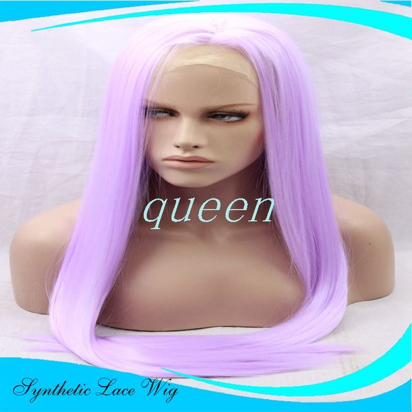 Long Noble Purple Lace Front Wig Synthetic Glueless Natural Long