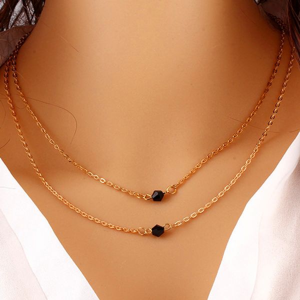 

новый бисером цепи мода двойной короткий ствол ведро сексуальный замок цепи цепи цепи европейский и американский ветер сплава ожерелье, Silver