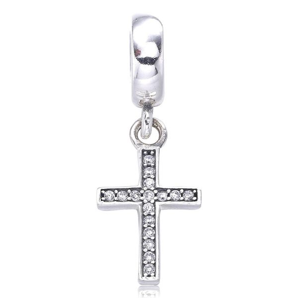 

Символ веры Подвески Подвески Бусины 925 Silver Pave Clear Кристалл символы шарики для бре