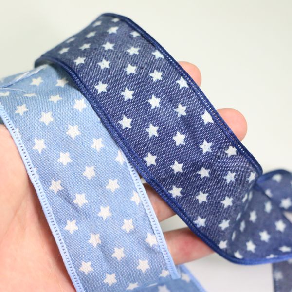 Width 40mm Single Face Printed Star Soft Denim Fabric Tape Craft