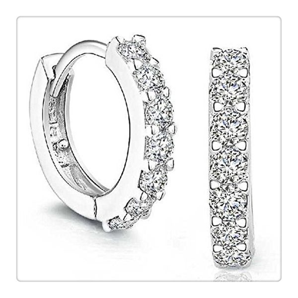 

Ювелирные изделия стерлингового серебра 925 стразы обруч серьги стержня Диаманта