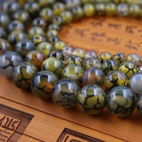 

natural stone beads yellow dragon pattern agate burst flower crystal diy for jewellery making 4 6 8 10 12 mm factory direct