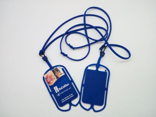 

anti-lost hand grip strap leather name silicone smart phone wallet id card holder with lanyard for iphone 6 6s plus for samsung smart phone