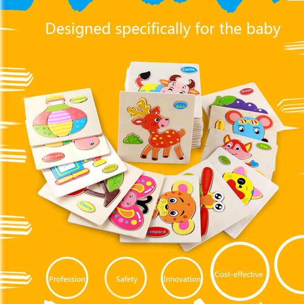 

Animal Transport Fruit Multi-dimensional 3D Jigsaw Wooden Block ChildrenToy for Children Early Educational Montessori Toys