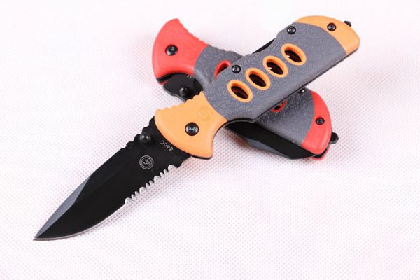 NOVA UTS Quatro Olhos Titanium Folding Folding Faca 440C 55HRC Lâmina Serrilhada Tático Camping Caça Faca de Sobrevivência Utilitário Militar EDC