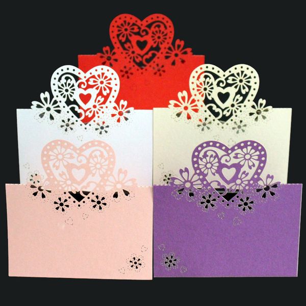

wholesale- new laser cut love heart flower paper wedding shower party table name seat place card number favors decoration 30pcs lot c007