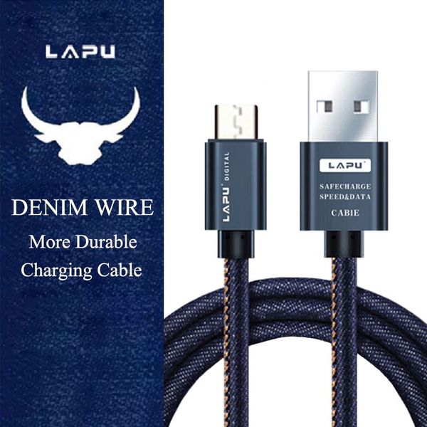

LAPU Micro USB Cable Быстрое зарядное устройство Кабель для передачи данных Джинсовый Пле