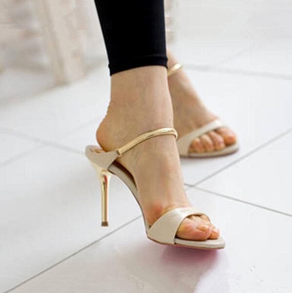 

2019 gold chain vogue office shoes women high heeled sandals female black summer heels beige zapatos mujer 9cm