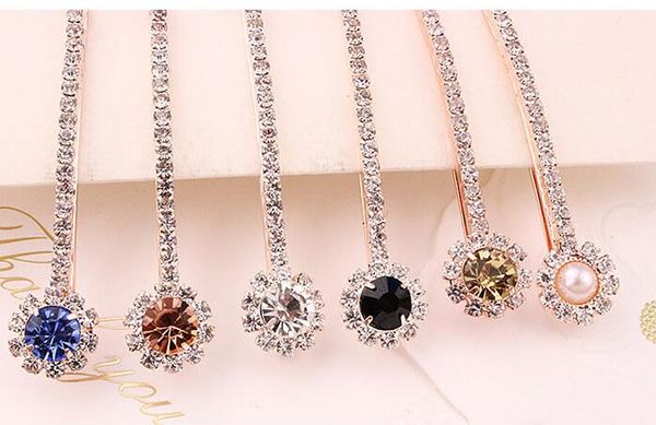 

2017 new fashion long rhinestone hair clip fashion stones hair jewelry for women crystal hair accessories, Golden;silver