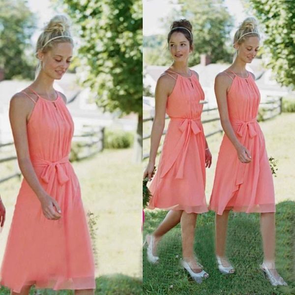 

2017 new pink scoop sleeveless short bridesmaid dresses backless knee length sleeveless wedding party gowns custom made, Blue;red
