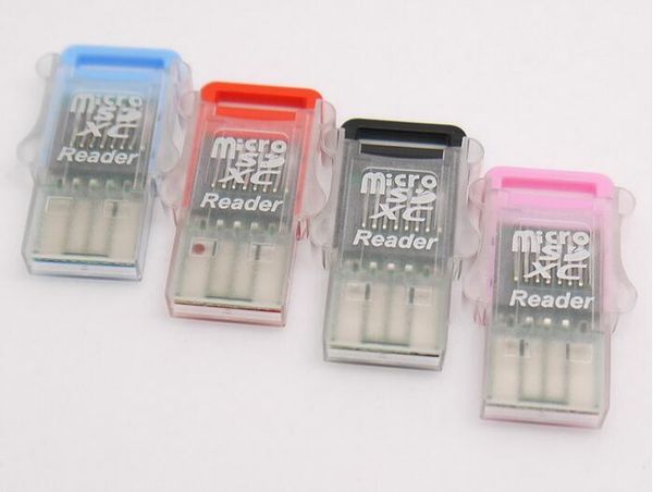 

new mini clear color super speed usb 2.0 micro sd/sdxc tf flash card reader adapter