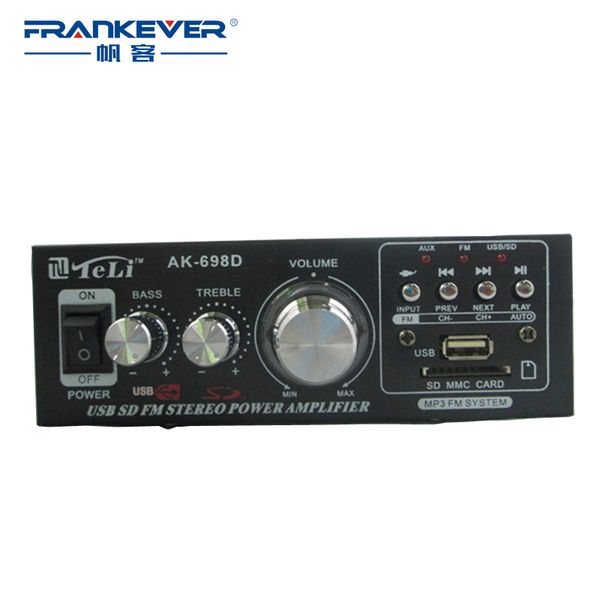 Freeshipping Hochwertiger Hi-Fi-Audio-Mini-Leistungsverstärker 12V-AC 220V Hi-Fi-Stereo AK-698D Car-Audio-Verstärker