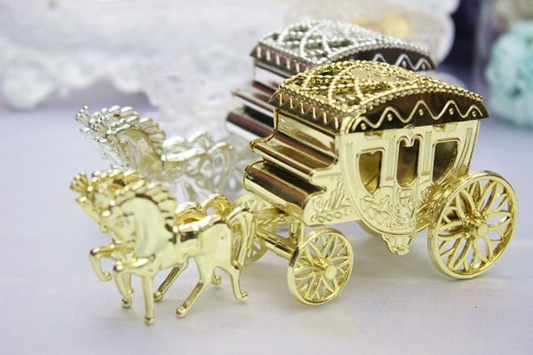 Romantic Wedding Favor Gold Silver Clear Haimens Carriage Candy