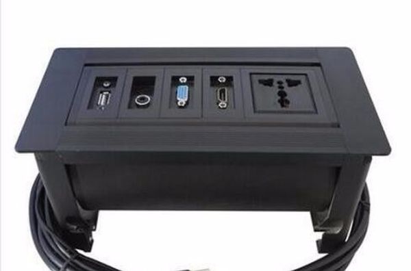 

2017 new and square hdmi usb video hidden manual flipping socket for conference table