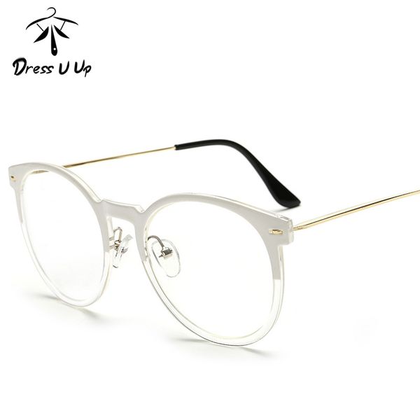 

wholesale- dressuup retro round glasses frame for women men cat eye eyeglasses frame clear eyeglass spectacle optical eyewear luxury, Silver