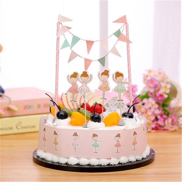 wholesale 1set ballet girl birthday cake topper bunting for girls happy birthday party decoration supplies - Wholesale Cake Decorating Supplies wholesale 1set ballet girl birthday cake topper bunting for girls happy birthday party decoration supplies - Wholesale Cake Decorating Supplies