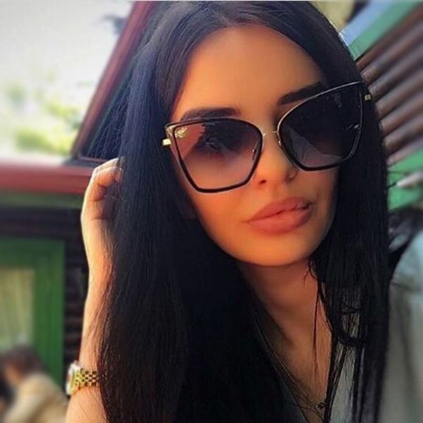 

wholesale-2016 arrival oversized sunglasses women fashion cat eye sunglasses vintage brand designer hipster sun glasses points, White;black