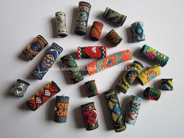 

wholesale-15pcs/lot mix fabric hair braid dread dreadlock beads clips cuff approx 8-12mm hole, Black;brown