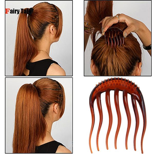 

wholesale- 2pcs/colors inserts hair clips princess bumpits bouffant ponytail hair combs hairpin hairband hair style tool accessories, Silver